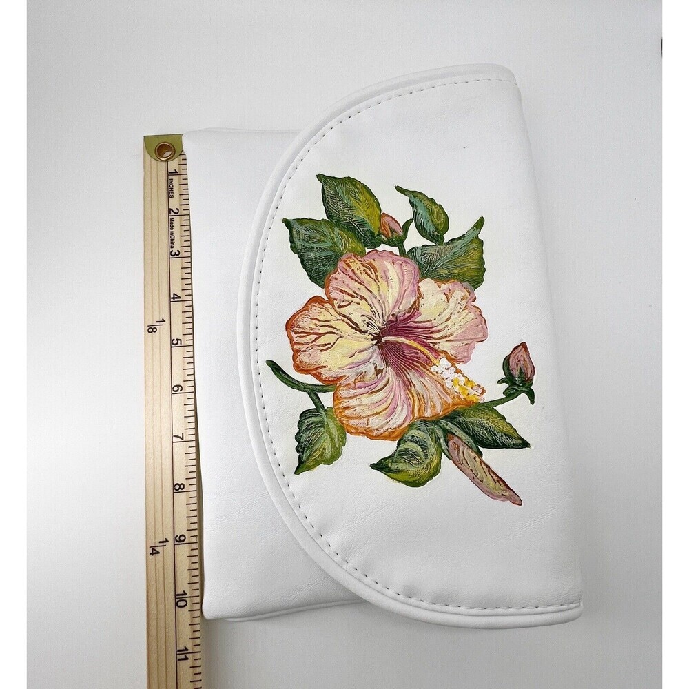 Vintage 60's The Original FLORIDA KEYS Hand Bag PAINTED Floral Yellow HIBISCUS - Picture 12 of 14